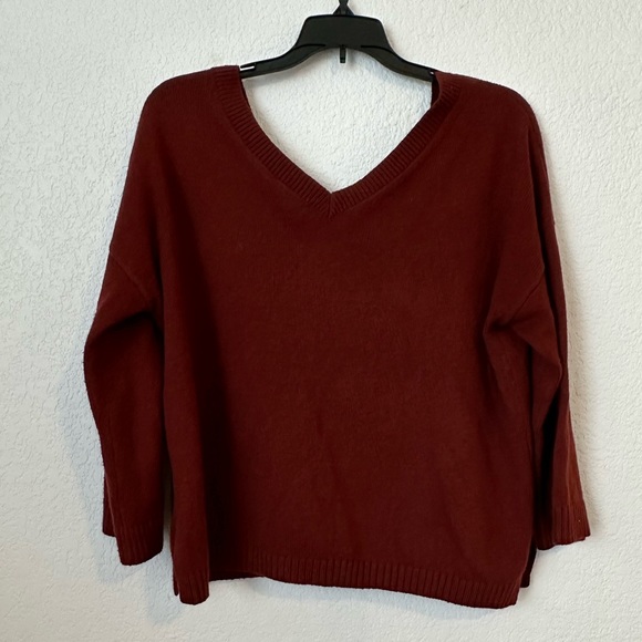 Madewell Women's Size Small Mahogany Double V-Neck Pullover Sweater - Picture 3 of 3